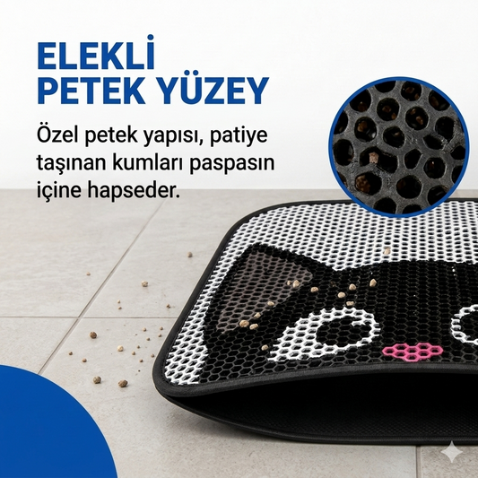 Desenli Elekli Kedi Tuvalet Önü Paspası 60x45 cm