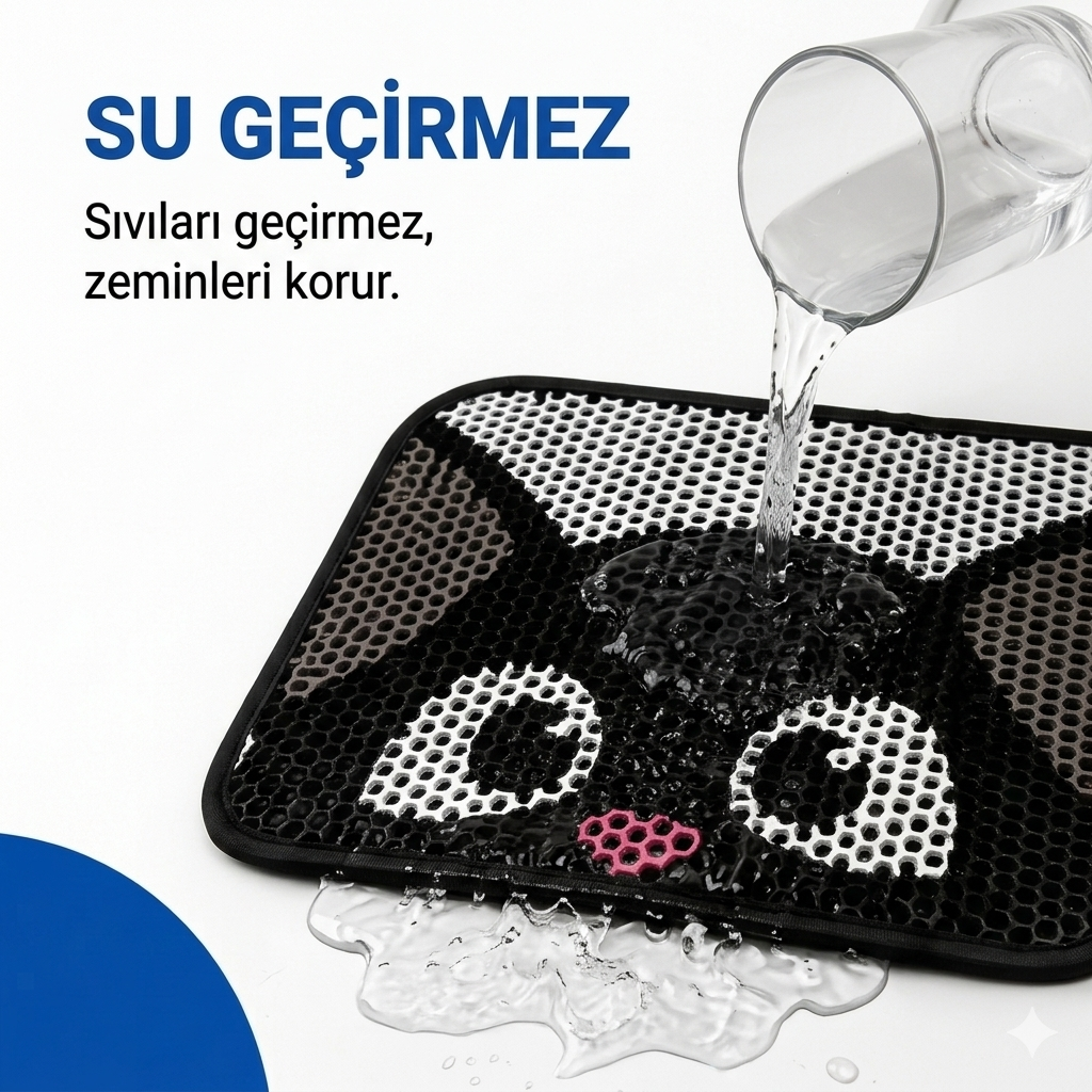 Desenli Elekli Kedi Tuvalet Önü Paspası 60x45 cm