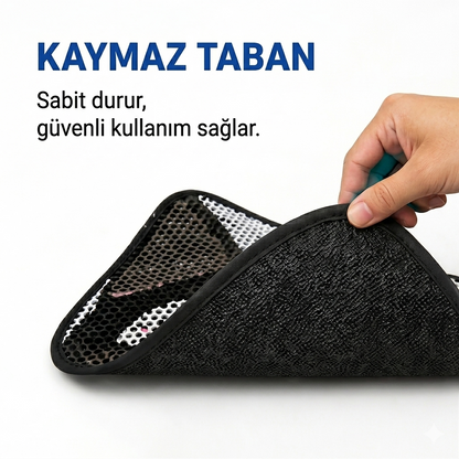 Desenli Elekli Kedi Tuvalet Önü Paspası 60x45 cm