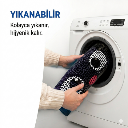 Desenli Elekli Kedi Tuvalet Önü Paspası 60x45 cm